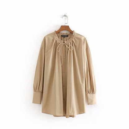 Blouse Romantique à Col Froncé et Manches Bouffantes